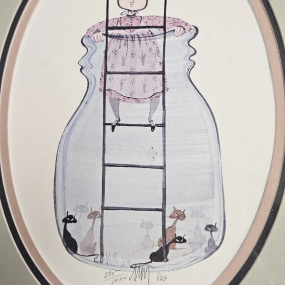 P. Buckley Moss Framed Cats in Jar Print Signed and Numbered 295/1000 - Picture 2 of 9